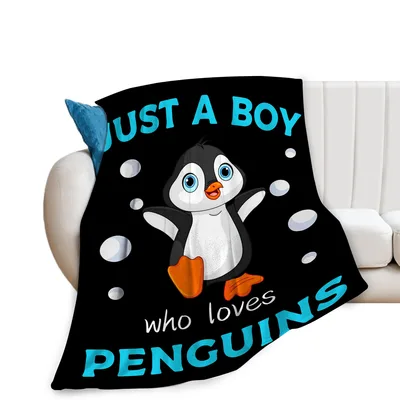 Just a Boy Blanket: Cute Penguin Design for Kids and Adults