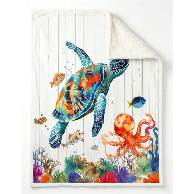 Sea Turtle and Octopus Blanket: A Vibrant Underwater Adventure