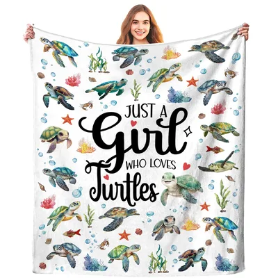 Just a Girl Blanket: Sea Turtle Design for Ocean Lovers – Design 2