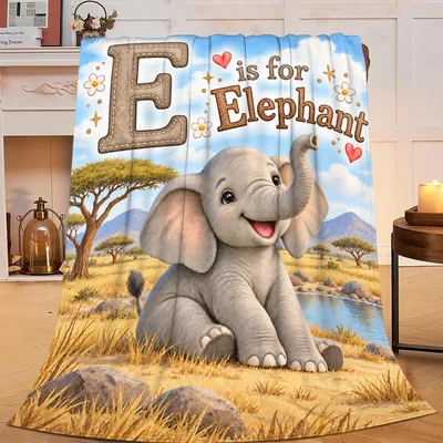 E Is for Elephant Blanket: A Joyful Safari Print for Kids