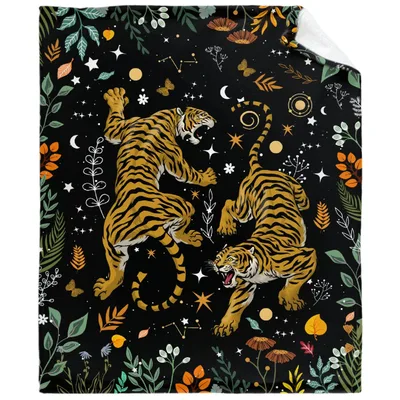 Tigers Among Night Flowers Blanket