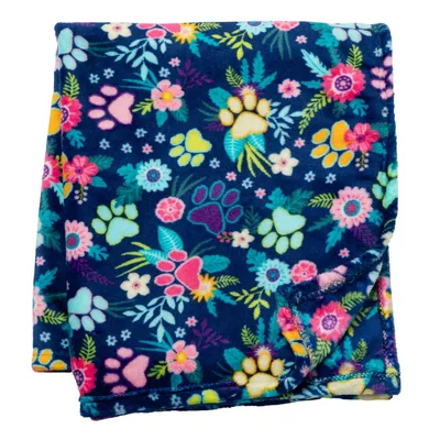 Garden of Paw Prints Blanket: A Floral Fleece Throw for Pet Lovers