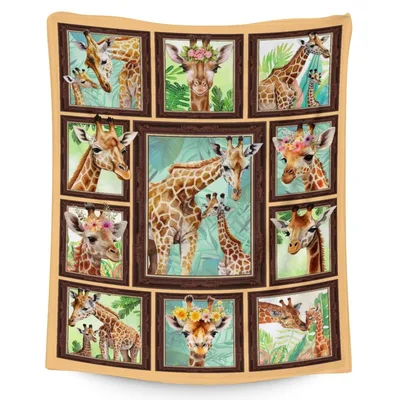 Giraffe Photo Collage Pattern Blanket