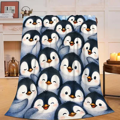 Penguin Group Cuddle Pattern Blanket for Penguin Lovers