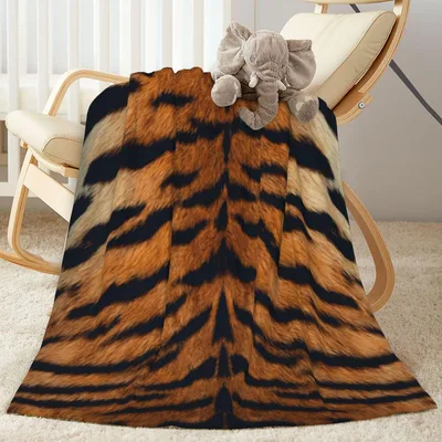 Tiger Stripe Fur Print Blanket Wild Animal Texture Throw