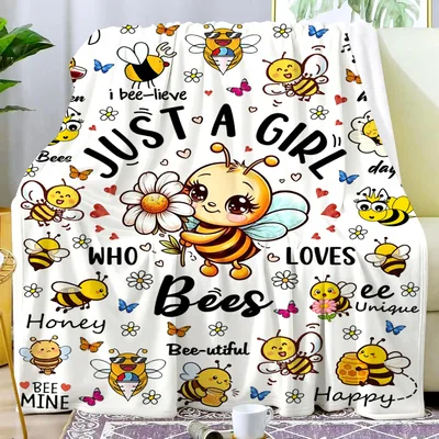 Just a Girl Who Loves Bees Blanket: Cute Bee Print Design