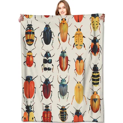 Colorful Beetle Insect Pattern Blanket