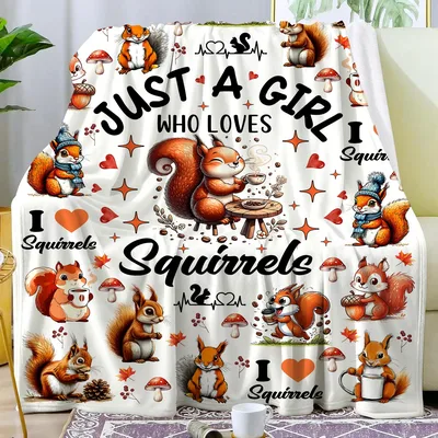 Just a Girl Who Loves Squirrels Blanket: Cute Rodent Art for Cozy Days