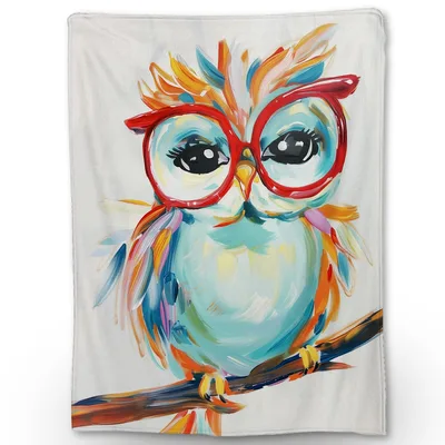 Colorful Owl with Red Blanket: Artistic Bird Design