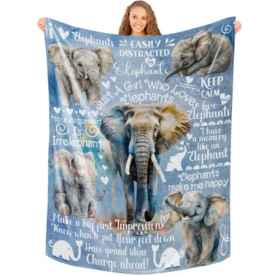 Elephants Family Quotes Typography Blanket: Puns and Elephant Art