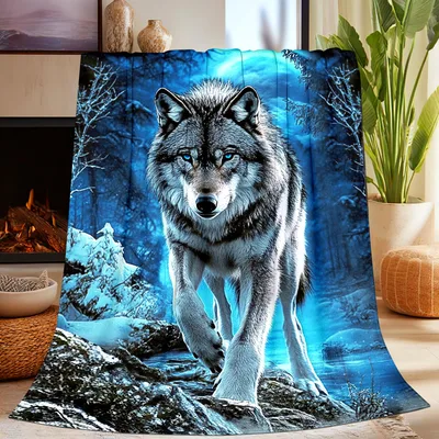Majestic Wolf in Snow Blanket: Wild Forest Animal Design