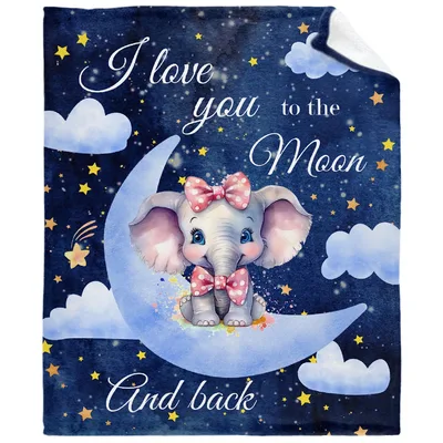 I Love Blanket: Elephant Moon And Back Design for Cozy Nights