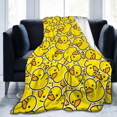 Cute Yellow Duck Pattern Blanket No. 2 for Playful Home Decor