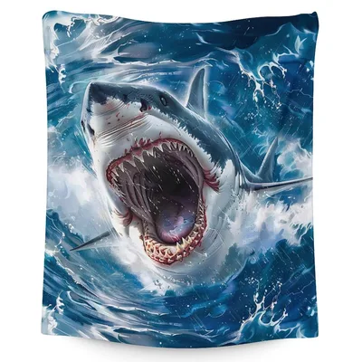 Great White Shark Attack Blanket