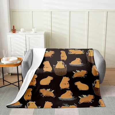 Cute Capybara Pattern Blanket: Cozy Animal Print for Relaxation