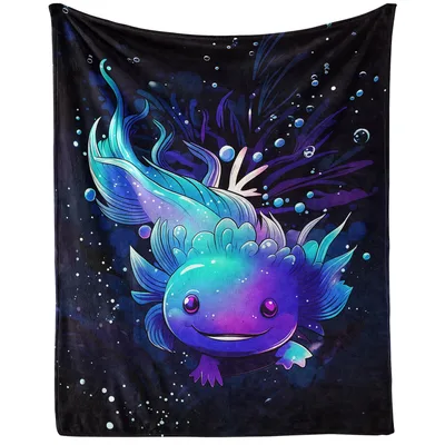 Galaxy Axolotl Swimming Blanket: Cosmic Creature Design