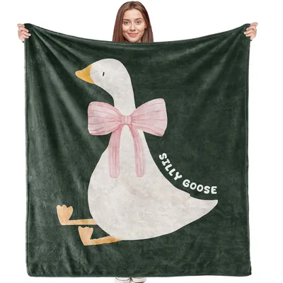 Silly Goose with Pink Blanket Featuring a Goofy Bird and Bow