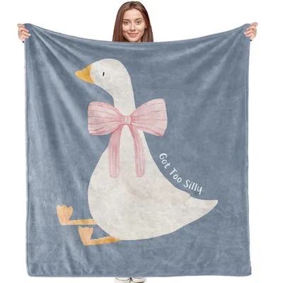Silly Goose with Pink Bow Blanket: Got Too Silly Design