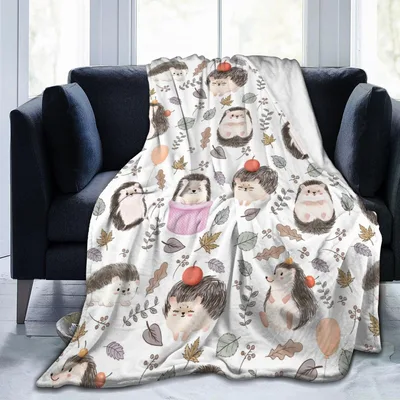Hedgehog Pattern Print Blanket featuring whimsical hedgehogs