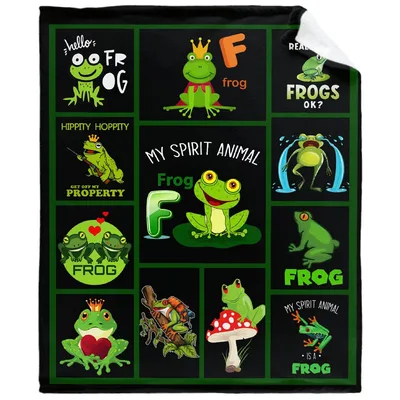 Frog Spirit Animal Collage Blanket: A Quirky Amphibian Grid Design