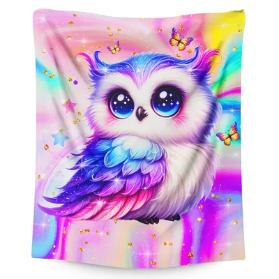 Rainbow Owl Art Blanket featuring a whimsical owl