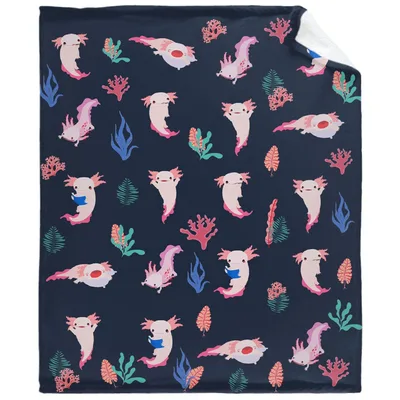 Cute Axolotls Pattern Blanket No. 2 for Aquatic Lovers