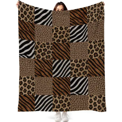 Leopard Zebra Tiger Animal Blanket Patchwork Print Design