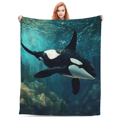 Orca Whale Underwater Blanket: A Realistic Killer Whale Artwork