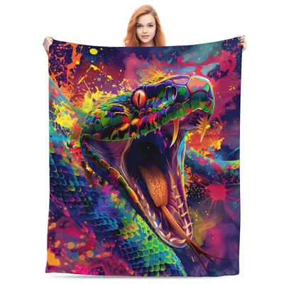 Colorful Snake Head Art Blanket