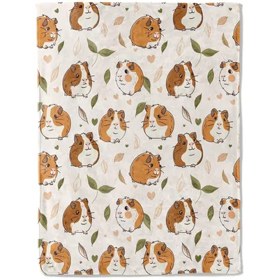 Guinea Pig Pattern Blanket: Round Rodents with Leaves and Hearts