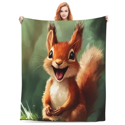 Happy Squirrel Painting Blanket: Joyful Rodent Art for Nature Lovers