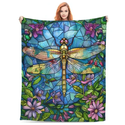 Stained Glass Dragonfly Blanket: A Stained Artwork for Nature Lovers
