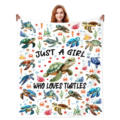 Sea Turtles Just a Girl Blanket for Turtle Enthusiasts