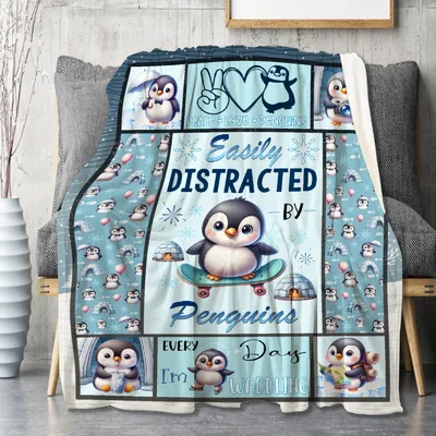 Easily Distracted by Penguins Blanket: Waddling