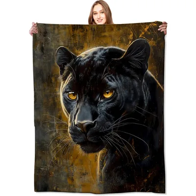 Golden Eyes Black Panther Blanket: A Portrait of Wild Beauty