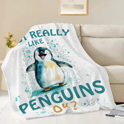 I Really Like Penguins Blanket: A Watercolor Penguin Design
