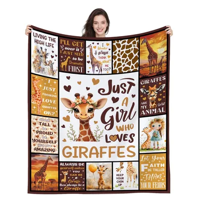 Just a Girl Blanket for Giraffe Lovers and Animal Enthusiasts