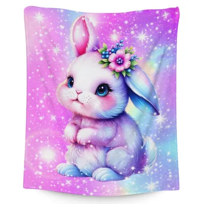 Bunny with Flower Crown Blanket: A Dreamy Pastel Bunny Artwork
