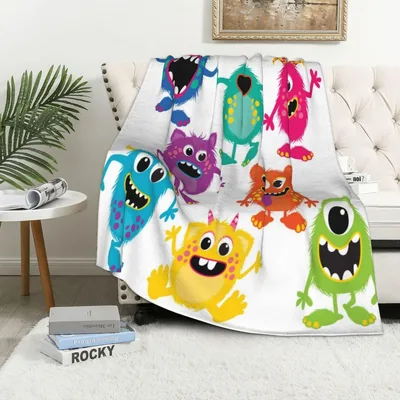 Cute Cartoon Monsters Blanket: Playful Fuzzy Creatures for Cozy Days