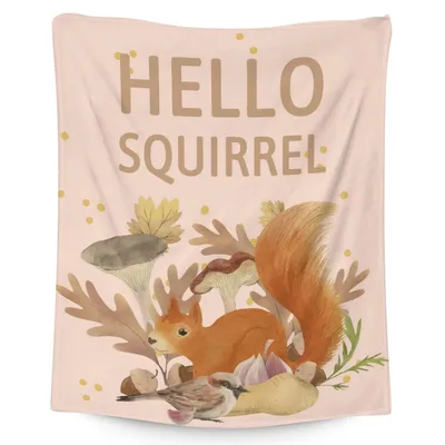 Hello Squirrel Watercolor Blanket: A Cozy Forest Greeting