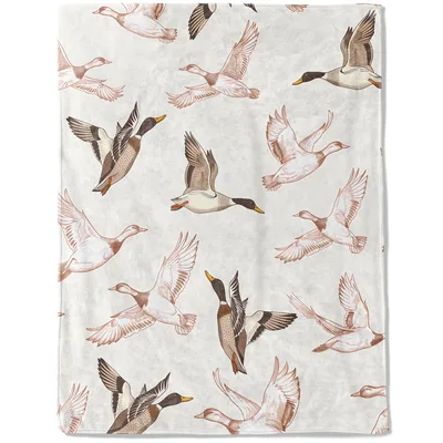 Ducks in Flight Pattern Blanket: A Flock of Waterfowl in Motion