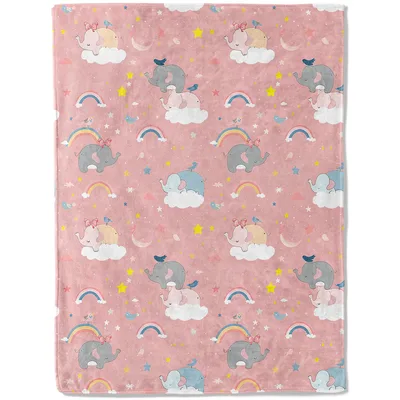 Elephants and Rainbows Clouds Blanket
