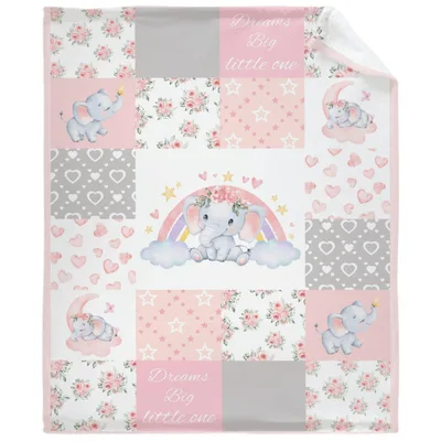 Baby Elephants Rainbow Patchwork Blanket for Dreamy Newborn Naps