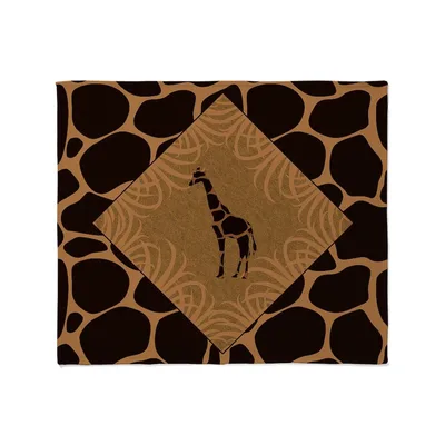 Giraffe Animal Print Pattern Blanket with Silhouette and Spots