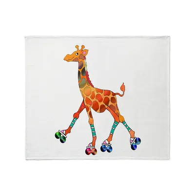 Roller Skating Giraffe Blanket: Whimsical Art for Fun Lovers