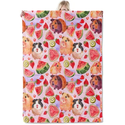 Guinea Pig with Watermelon Blanket: Cute Cartoon Animal Fruit Pattern