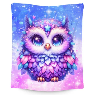 Cute Baby Owl Sparkles Blanket: A Magical Galaxy Owl Design for Kids