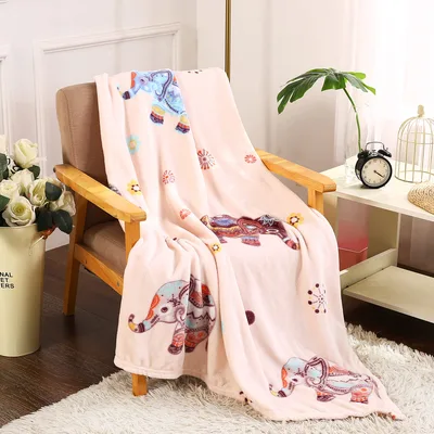Cute Animals Pastel Pattern Blanket with Boho Elephant Design