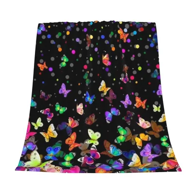 Starry Butterfly Pattern Blanket features a vibrant array