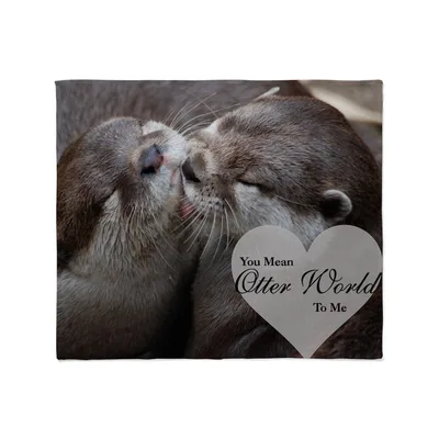 Otters Kissing Heart Message Blanket: You Mean Otter World To Me
